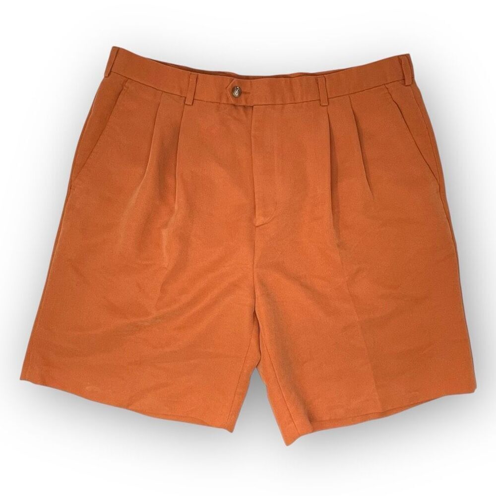 Bobby Jones Players Shorts Orange Pleated Golf Classic Chamois Men’s Size 36